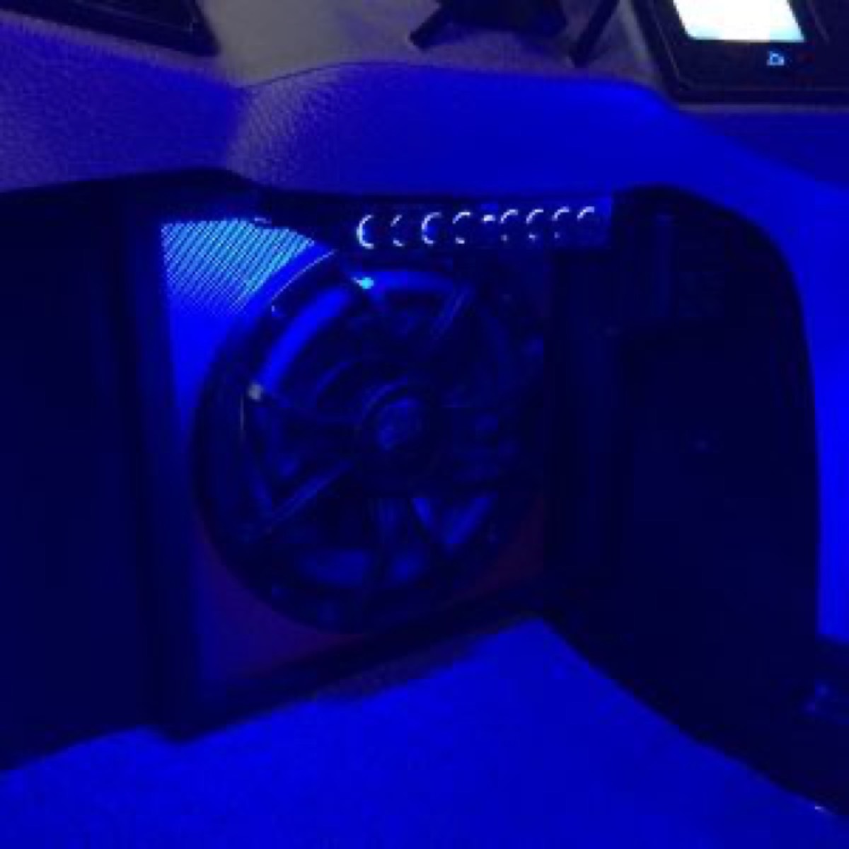 Custom under-dash build housing a WS-420 SQ and a 12-inch subwoofer