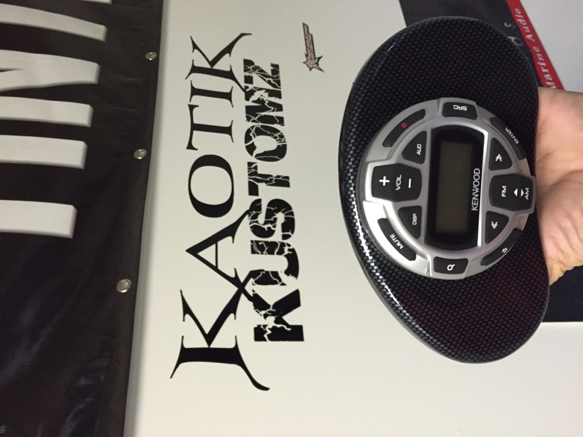 Custom work: Kenwood marine remote in a custom carbon-look mount